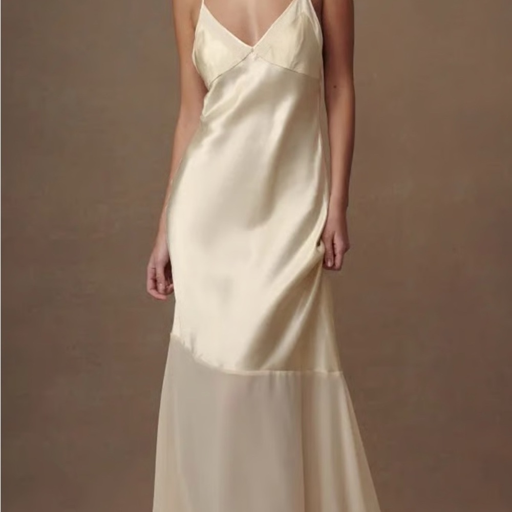Evelyn Iridescent Satin Maxi Dress - Lemon Sorbet